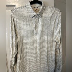 NWOT Faherty Striped Long Sleeve Polo | Heather Grey | Size L
